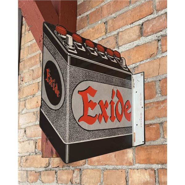1960 Dated Exide Car Batteries Flange Sign