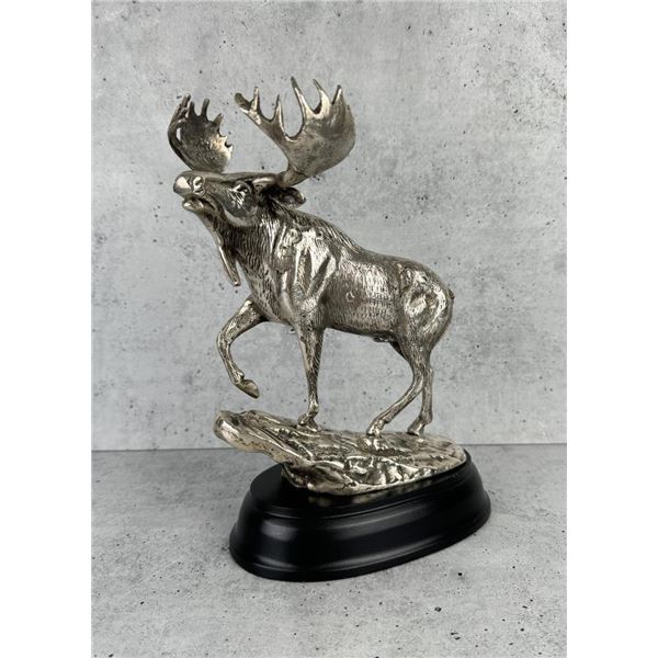 Silvertone Moose Statue Sculpture