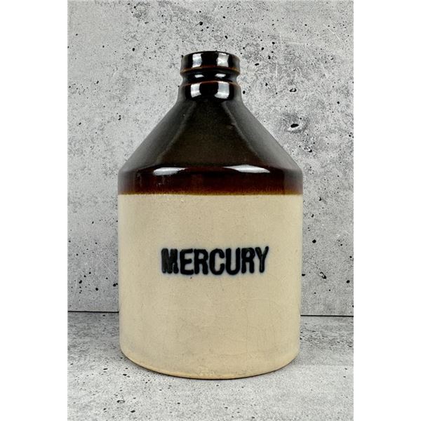 Antique Miners Stoneware Mercury Crock Jug