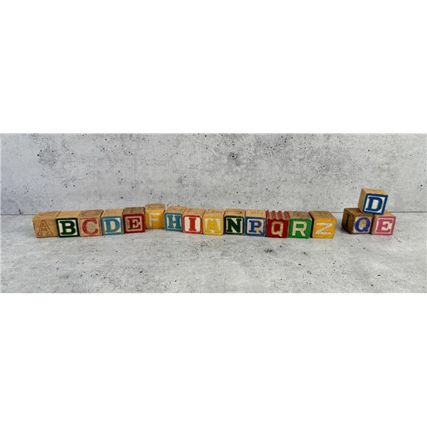 Group of Vintage Wood Toy Letter Blocks