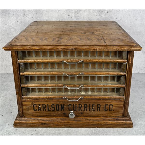 Carlson Currier Co Oak Spool Cabinet