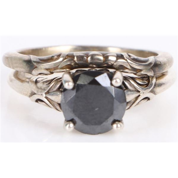 1.25CT DEEP BLACK DIAMOND STERLING SILVER RINGS