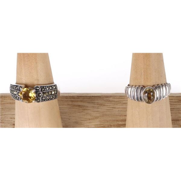 YELLOW CITRINE STERLING SILVER LADIES RINGS
