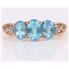 Image 1 : 10K YELLOW GOLD BLUE TOPAZ DIAMOND LADIES RING