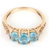 Image 2 : 10K YELLOW GOLD BLUE TOPAZ DIAMOND LADIES RING