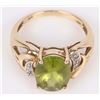 Image 2 : 10K YELLOW GOLD PERIDOT DIAMOND LADIES RING