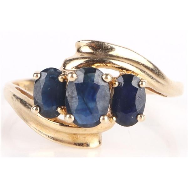 HOLY TRINITY 3-SAPPHIRE 10K GOLD LADIES RING