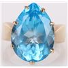 Image 1 : 17.5 X 13.0MM PEAR BLUE TOPAZ 10K GOLD RING