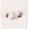 Image 2 : 14K WHITE GOLD PEARL DIAMOND LADIES RING