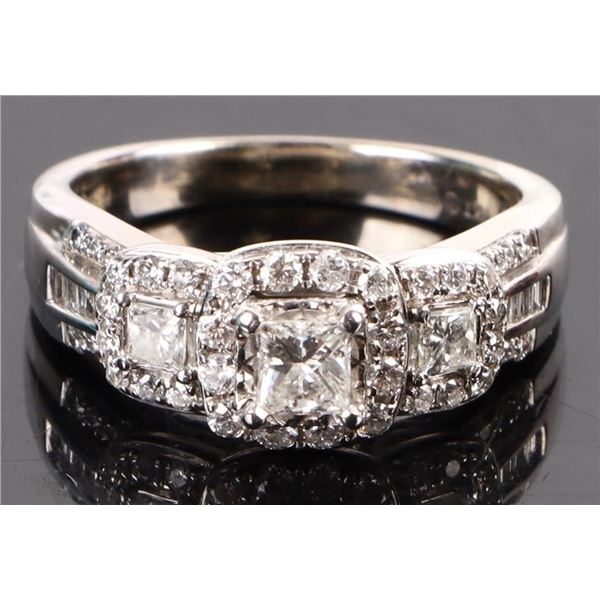 1.0CTW DIAMOND 14K WHITE GOLD LADIES BRIDAL RING