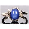 Image 1 : 1CT STAR SAPPHIRE 14K WHITE GOLD LADIES RING