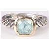 14K WHITE GOLD & 0.925 SILVER BLUE TOPAZ RING