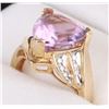 Image 2 : TRILLION CUT AMETHYST & DIA.14K YELLOW GOLD RING