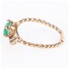 Image 2 : 14K YELLOW GOLD EMERALD LADIES ROPE TWIST RING
