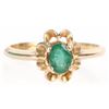 Image 1 : 0.50CT EMERALD 14K YELLOW GOLD FLORAL LADIES RING