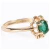 Image 2 : 0.50CT EMERALD 14K YELLOW GOLD FLORAL LADIES RING