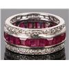 Image 1 : 18K WHITE GOLD NATURAL RUBY DIAMOND LADIES RING
