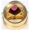 Image 3 : 18K GOLD TOURMALINE DIAMOND EMERALD CABOCHON RING