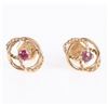 Image 1 : 14K YELLOW GOLD RUBY LADIES STUD EARRINGS