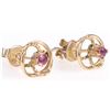 Image 2 : 14K YELLOW GOLD RUBY LADIES STUD EARRINGS