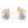 Image 1 : 14K YELLOW GOLD BLUE TOPAZ LADIES STUD EARRINGS