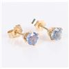 Image 2 : 14K YELLOW GOLD BLUE TOPAZ LADIES STUD EARRINGS
