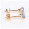 Image 3 : 14K YELLOW GOLD BLUE TOPAZ LADIES STUD EARRINGS