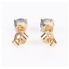 Image 4 : 14K YELLOW GOLD BLUE TOPAZ LADIES STUD EARRINGS