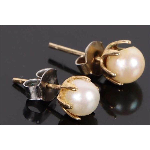 10K YELLOW GOLD NATURAL  PEARL STUD EARRINGS