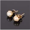 Image 2 : 10K YELLOW GOLD NATURAL  PEARL STUD EARRINGS