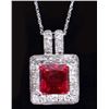 Image 1 : 10K WHITE GOLD RUBY DIAMOND NECKLACE & PENDANT