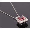 Image 2 : 10K WHITE GOLD RUBY DIAMOND NECKLACE & PENDANT