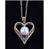 Image 1 : 10K GOLD PEARL HEART PENDANT FIGARO LINK NECKLACE