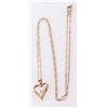 Image 3 : 10K GOLD PEARL HEART PENDANT FIGARO LINK NECKLACE