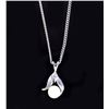 Image 2 : 14K WHITE GOLD PEARL DIAMOND NECKLACE & PENDANT