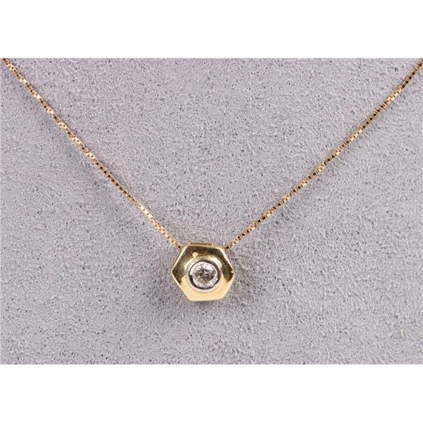 14K YELLOW GOLD 0.15CT ROUND DIAMOND NECKLACE