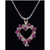 Image 1 : STERLING SILVER PINK RUBY DIAMOND HEART NECKLACE