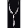 Image 1 : STERLING SILVER CABOCHON OPAL FEATHER NECKLACE
