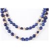 14K YELLOW GOLD & LAPIS LAZULI BEADED NECKLACE