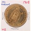 1908 HUNGARY GOLD 100 KORONA (BU) COIN
