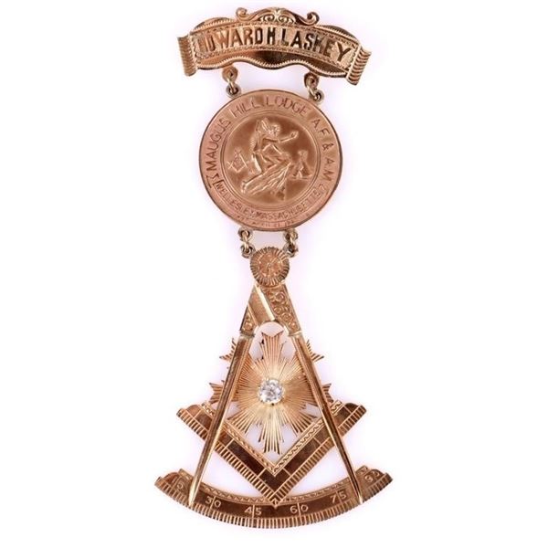 MASTER FREEMASONS MEDAL14K GOLD HISTORIC LASKEY