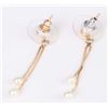 Image 2 : 14K YELLOW GOLD DANGLE LADIES EARRINGS W/ PEARLS