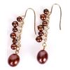 14K YELLOW GOLD DANGLE LADIES EARRINGS W/ PEARLS