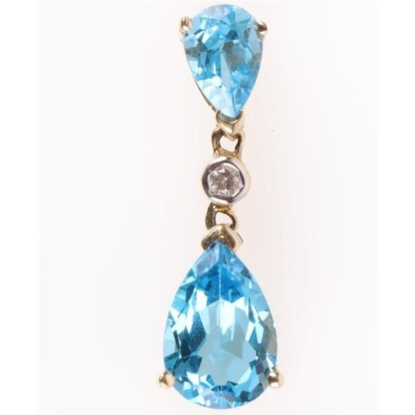 14K YELLOW GOLD LADIES PENDANT TOPAZ GEMSTONE