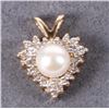 Image 1 : 14K YELLOW GOLD DIAMOND PEARL HEART PENDANT