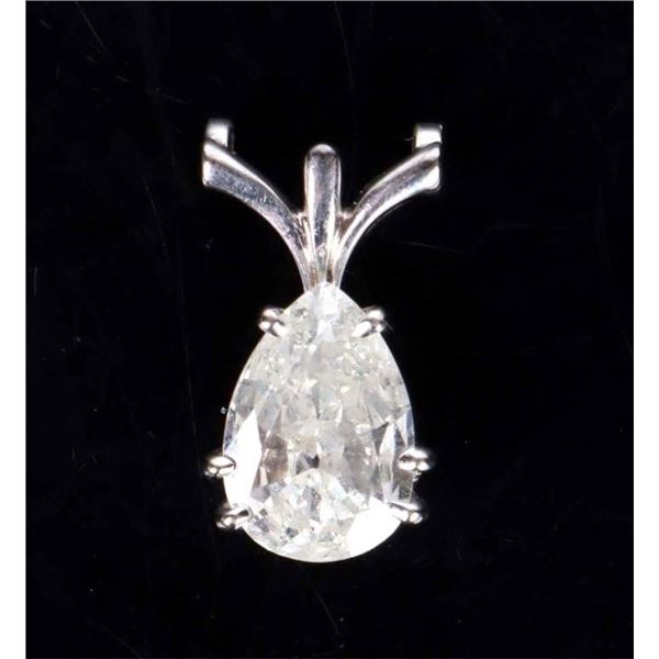 1CT PEAR CUT DIAMOND 18K WHITE GOLD LADIES PENDANT