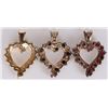Image 2 : STERLING SILVER ASSORTED GEM HEART PENDANTS - (3)