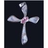 Image 1 : STERLING SILVER PINK SAPPHIRE OPAL CROSS PENDANT