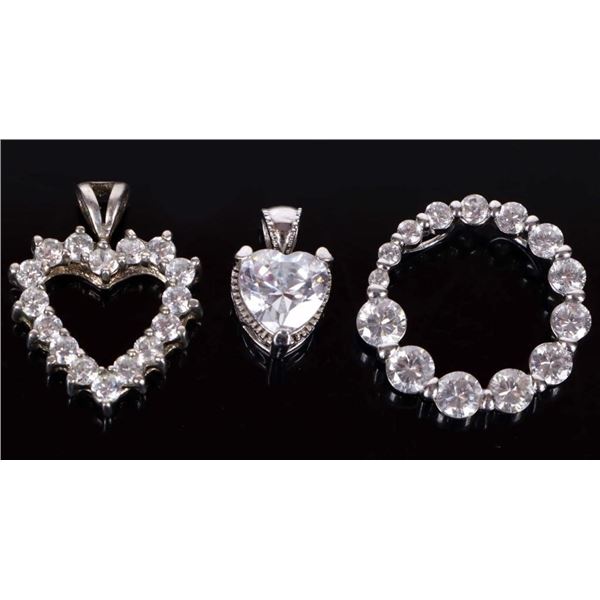 STERLING SILVER CZ LADIES PENDANTS - (3)