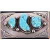 Image 2 : STERLING SILVER NAVAJO SIGNED TURQUOISE BUCKLES